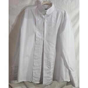 Joseph & Feiss White Pleated Front Tuxedo Shirt Size 17.5
